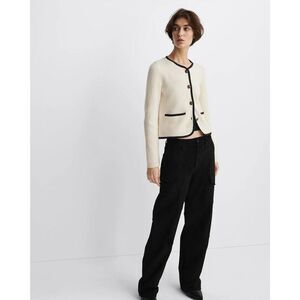New Rag & Bone Nancy  Cardigan Ivory  Wool-Blend Ribbed Knit Size Large